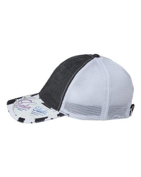 Women's Cow Print Bill  Mesh Back Cap