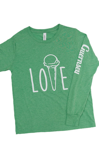 Kid's "Love" Long Sleeve Tee green